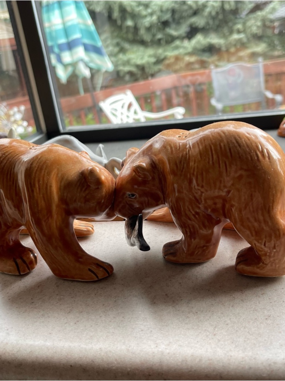 Brown Ceramic Bear Figurine Pair - Home Accents